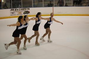 The Mercyhurst Ice Girls consist of four women from the ice skating club on campus. These students perform at men’s and women’s: Jake Lowey
